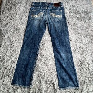Big Star Jeans Mens Size 31 Pioneer Regular Bootcut Whiskered Distressed Blue